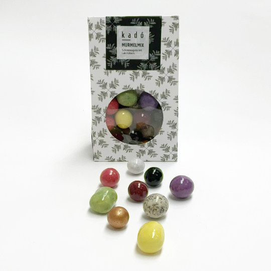 Liquorice-Marbles in kad&oacute; design bag, 200g